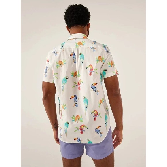 Chubbies XXL Dude Where's Macaw Bird Tropical Short Sleeve Button Down Shirt - Picture 6 of 13